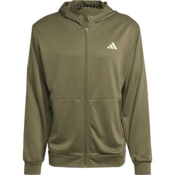 adidas TRAIN ESSENTIALS FULL-ZIP HOODIE Pánská sportovní mikina, khaki, velikost