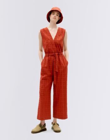 Thinking MU Orangered Cuadrito Winona Jumpsuit ORANGERED XS