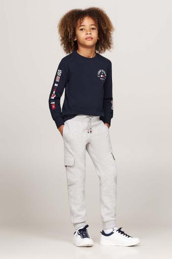 Dětské tepláky Tommy Hilfiger MONOTYPE FLEECE šedá barva, hladké, KB0KB09239