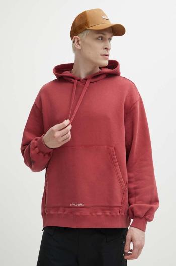 Bavlněná mikina A-COLD-WALL* Cubist Hoodie pánská, vínová barva, s kapucí, s aplikací, ACWMW173