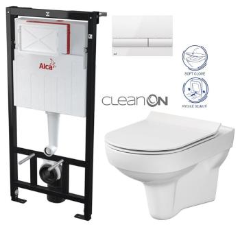 ALCADRAIN Sádromodul předstěnový instalační systém s bílým tlačítkem M1710 + WC CERSANIT CITY NEW CLEANON + WC SEDÁTKO SLIM AM101/1120 M1710 CI2