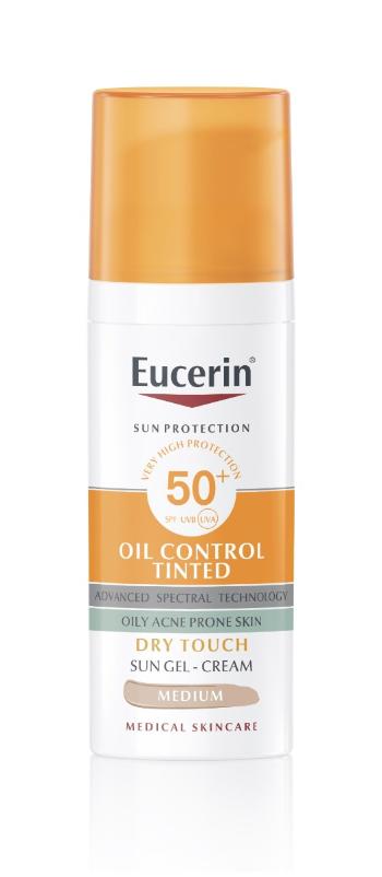 Eucerin Oil Control Ochranný krémový gel na opalování na obličej SPF 50+ středně tmavý 50 ml