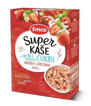 Emco Super kaše jahody a smetana 3x55 g