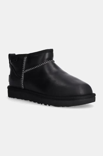 Kožené sněhule UGG Classic Ultra Mini Lthr Regen černá barva, 1163490-BLK