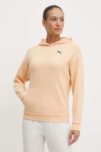 Bavlněná mikina Puma BETTER ESSENTIALS dámská, oranžová barva, s kapucí, hladká, 675988