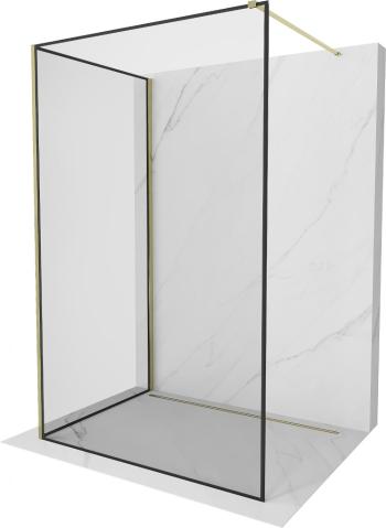 MEXEN/S Kioto Sprchová zástěna WALK-IN 120 x 90 cm, černý vzor, zlatá 800-120-212-50-70-090