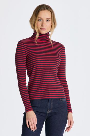 ROLÁK GANT SLIM STRIPED RIBBED TURTLENECK RICH RED