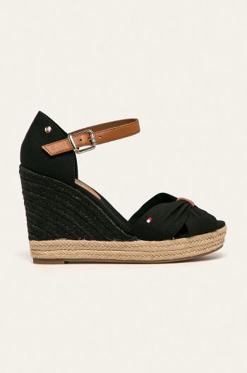 Sandály Tommy Hilfiger BASIC OPENED TOE HIGH WEDGE černá barva, FW0FW04784