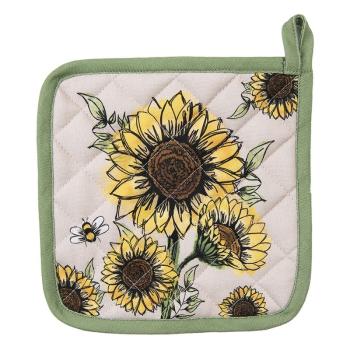 Béžová bavlněná chňapka - podložka se slunečnicemi Sunny Sunflowers - 20*20cm SUS45