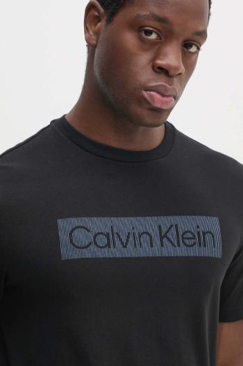 Bavlněné tričko Calvin Klein černá barva, s potiskem, K10K113590