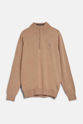 SVETR GANT SHIELD COTTON HALF ZIP KHAKI MEL