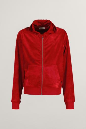 MIKINA GANT VELOUR ZIP HOODIE RUBY RED