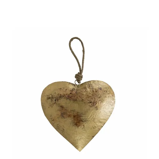 Dekorace závěsné zlaté retro srdce na laně - 18*2*18cm CIHGT18