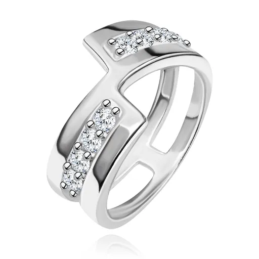 Prsten ze stříbra 925 – přerušená linie, třpytivé zirkony - Velikost: 54