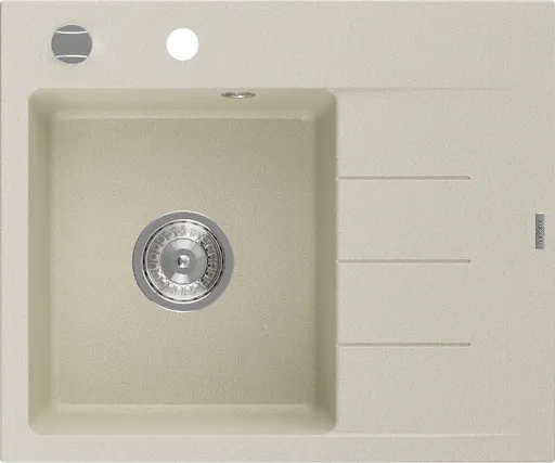 MEXEN Ben granitový dřez 1 s odkapávačem levý 600 x 500 mm, béžová, sifon chrom 6522605000-69