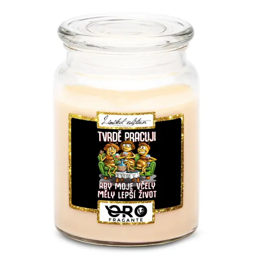 Svíčka Tvrdě pracuji – včely (Vůně svíčky: Vanilka)