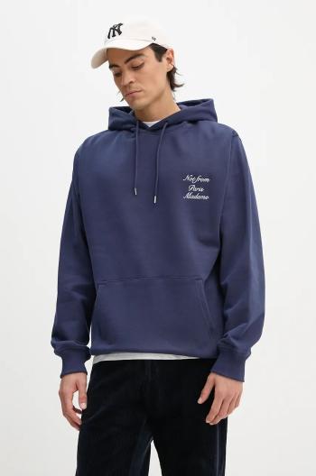 Bavlněná mikina Drôle de Monsieur Le Hoodie Slogan Calligraphy pánská, tmavomodrá barva, s kapucí, s aplikací, E.HO168.CO127.NY Le Hoodie Slogan Calli