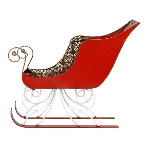 Červeno-zlaté kovové sáně Christmas Sleigh - 37*16*31 cm Clayre & Eef