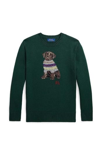 Dětský bavlněný svetr Polo Ralph Lauren zelená barva