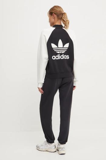 Mikina adidas Originals dámská, černá barva, vzorovaná, IZ2832