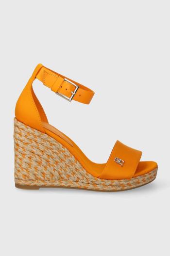 Sandály Tommy Hilfiger COLORFUL HIGH WEDGE SATIN SANDAL žlutá barva, FW0FW07914