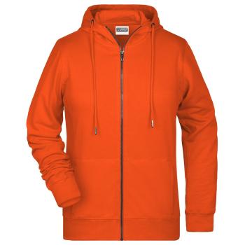 James & Nicholson Dámská mikina na zip z biobavlny 8025 - Oranžová | XXXL