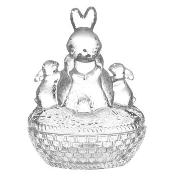 Skleněná dóza na bonbóny s králíčky Rabbit - 12*9*17 cm 6GL4239