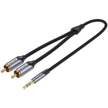 Vention 3.5mm Jack Male to 2-Male RCA Cinch Cable 1.5M Gray Aluminum Alloy Type (BCNBG)