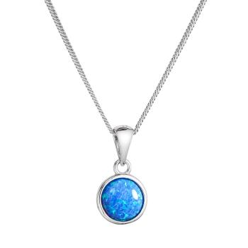Evolution Group - Pavona Stříbrný náhrdelník se syntetickým modrým opálem 12077.3 blue
