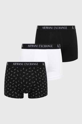 Boxerky Armani Exchange 3-pack pánské, černá barva