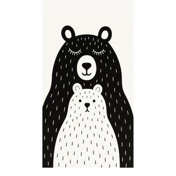 Fekete-fehér mosható gyerek szőnyeg 80x120 cm Bear Family v2 – Vitaus