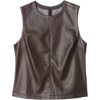 GAP VEGAN LEATHER Dámský top, hnědá, velikost