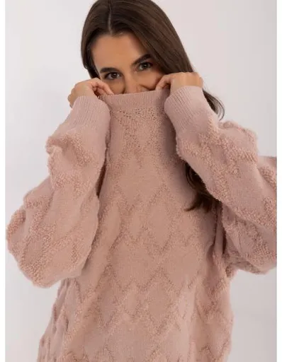 Dámský svetr nadměrné velikosti vzorovaný růžový