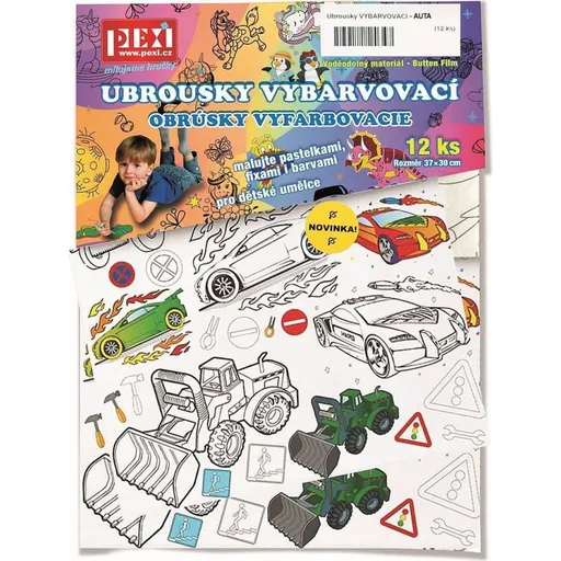 Ubrousky vybarvovací auta (12 ks)