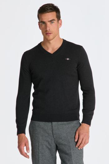 SVETR GANT CTN/WO V-NECK DK CHARCOAL MELANGE