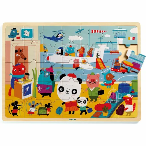 DJECO Dřevěné puzzle Letiště - 35 pcs