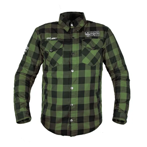 Moto košile W-TEC Black Heart Rattlesneak zeleno-černá kostkovaná M