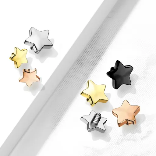 Náhradní hlavička do implantátu z chirurgické oceli, hvězda 4 mm, tloušťka 1,6 mm, PVD - Barva: Černá