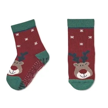 Sterntaler ABS protiskluzové chodidlo SOFT, VÁNOČNÍ, sobík, vločky, červené 8142112 (HRAjkob0897nad)