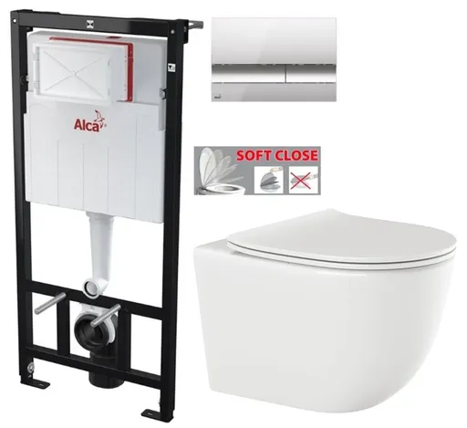 ALCA Sádromodul předstěnový instalační systém s chromovým tlačítkem M1721 + WC INVENA TINOS  + SEDÁTKO AM101/1120 M1721 NO1