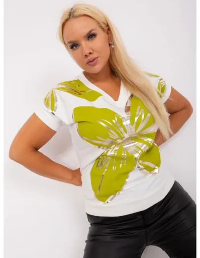 Dámská halenka s potiskem plus size CUTH ecru-khaki