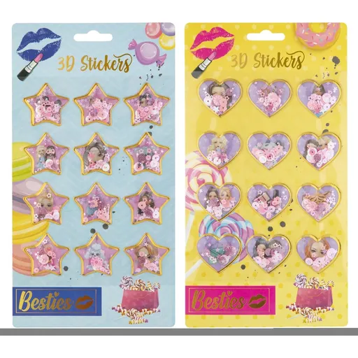 Samolepky 3D s třpytkami Besties 12 ks