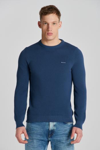 SVETR GANT COTTON PIQUE C-NECK DUSTY BLUE SEA