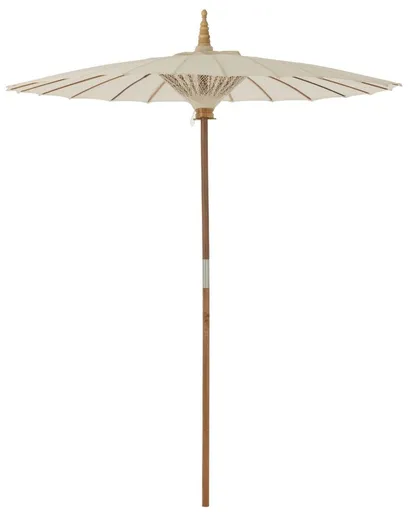 Béžový slunečník s dřevěnou tyčí Lorie Wood - ∅ 200*260 cm J-Line by Jolipa