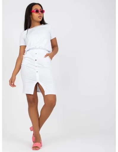 Dámské šaty plus size s kapsami KEISHA bílé