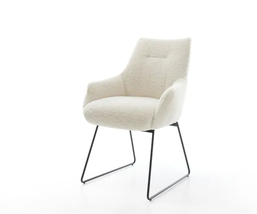 Jídelní židle Alja-Flex s područkami plyšový manšestr béžová