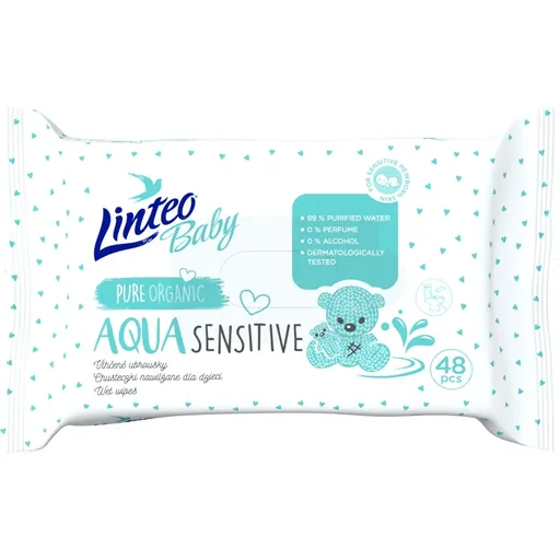 Linteo Baby Aqua Sensitive dětské jemné vlhčené ubrousky 48 ks