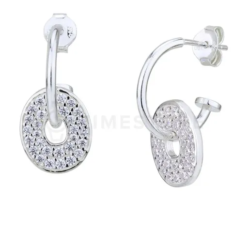 Stříbrné náušnice s kruhovým vzorem, zdobené kubickými zirkony TS-EA-0219