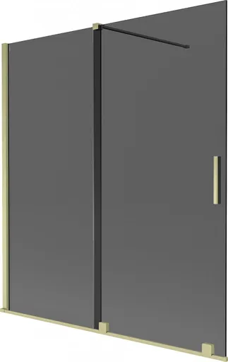 MEXEN/S Velar dvoukřídlá posuvná vanová zástěna 150 x 150, grafit, zlatá kartáčovaná 896-150-000-41-55
