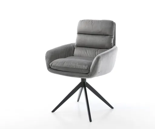 Otočná židle Abelia-Flex s područkami sametově šedá křížový rám